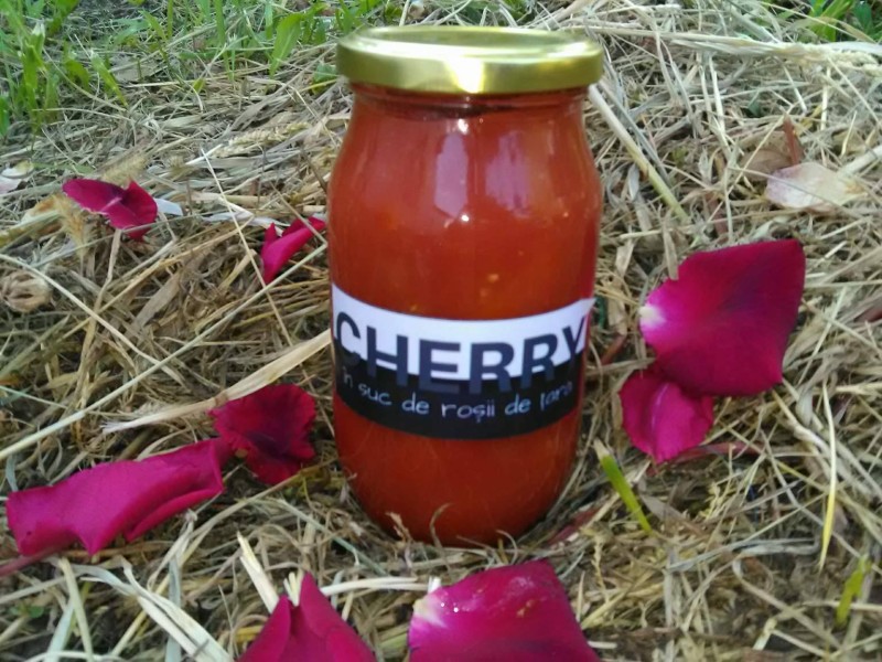 Rosii Cherry în suc de rosii eco 'Legume de Tara' - 520ml