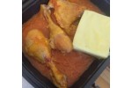 Pulpa de pui la cuptor in sos  de rosii cu piure de cartofi, 700 gr( 2 portii) 
