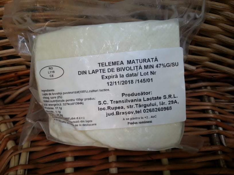 Telemea maturată din lapte de bivoliță, lapte pasteurizat - cca 400gr